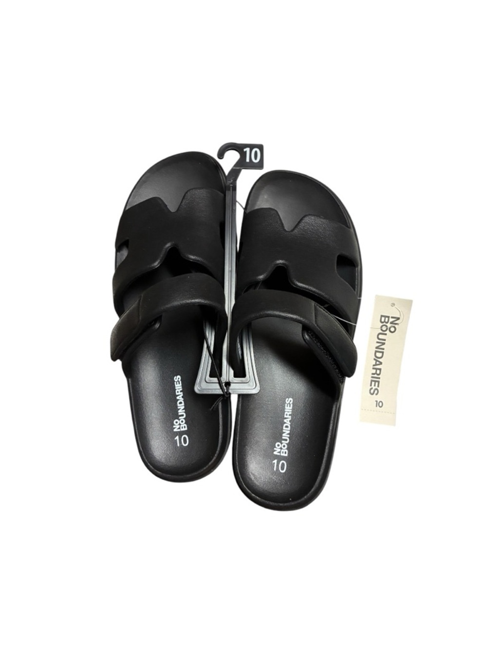 No Boundaries Black Double-Strap Slide Sandals